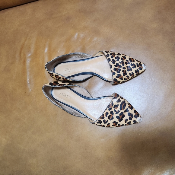 J. Crew Pointed Calf Hair Leopard Flats Size 8.5 - Picture 8 of 9